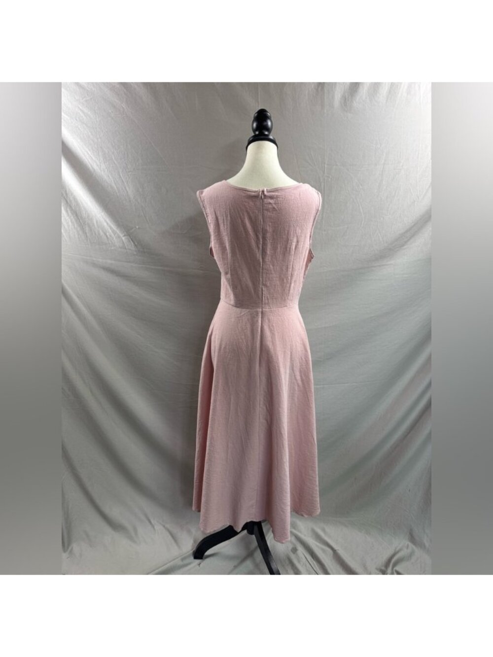 Cotton A- Line Midi Dress Pink - Picture 8 of 8